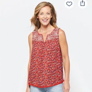 Chic Red Floral Tank Top
